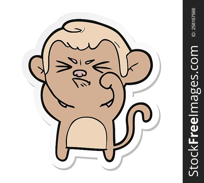 sticker of a cartoon angry monkey