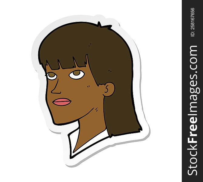 sticker of a cartoon serious woman