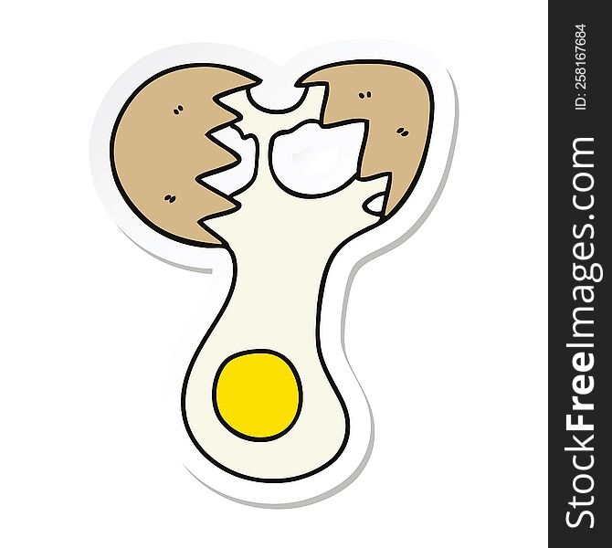 sticker of a quirky hand drawn cartoon cracked egg