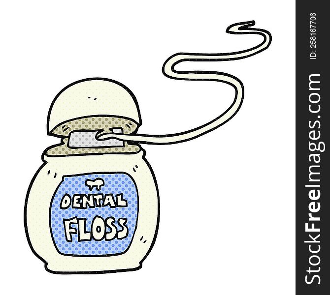 freehand drawn cartoon dental floss