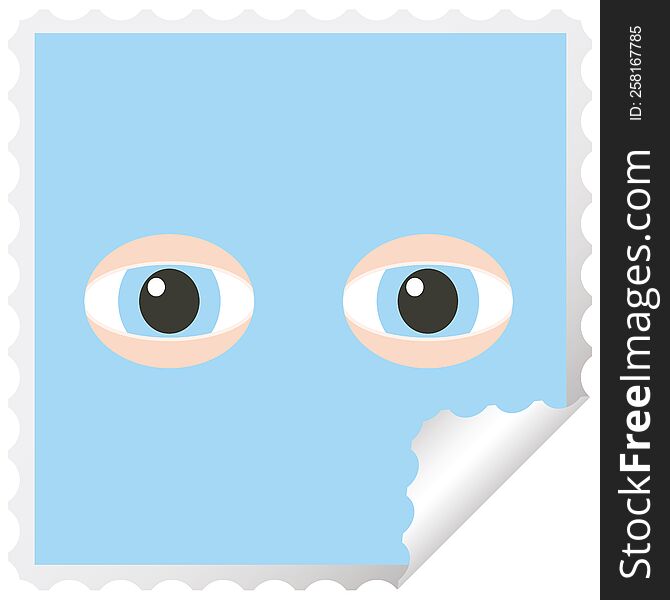 staring eyes graphic square sticker stamp. staring eyes graphic square sticker stamp