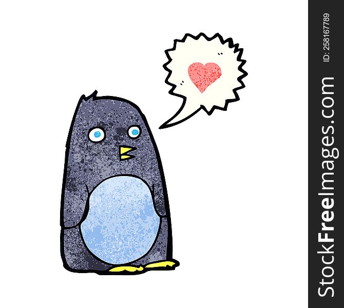 cartoon penguin with love heart