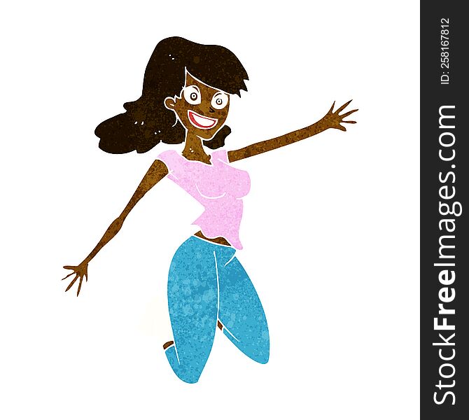 Cartoon Jumping Woman