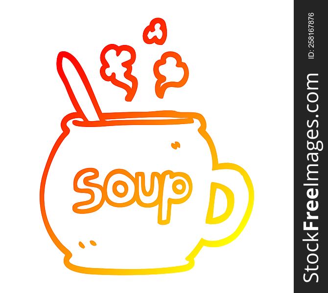 Warm Gradient Line Drawing Cartoon Cup Of Soup
