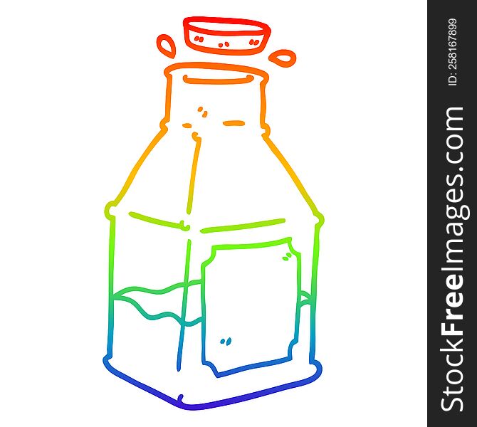 rainbow gradient line drawing of a cartoon drink in decanter