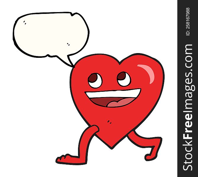 Speech Bubble Cartoon Walking Heart