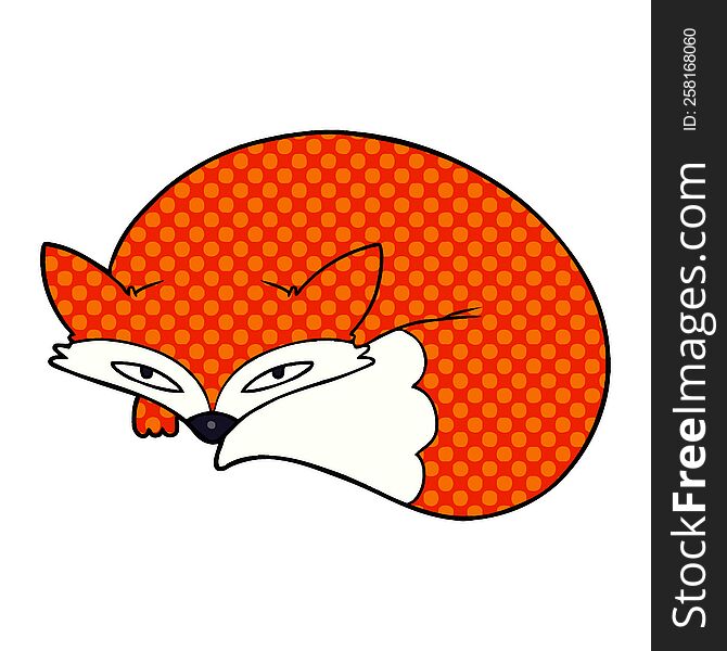 cartoon curled up fox. cartoon curled up fox