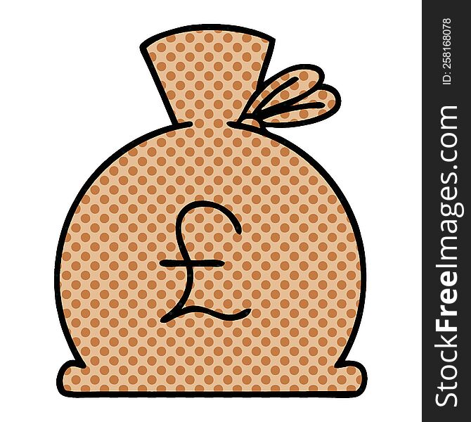 comic book style cartoon of a bag of money