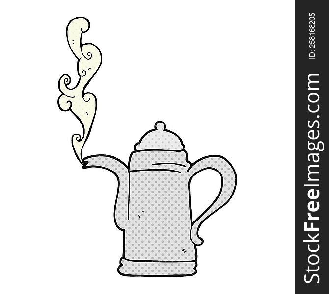 Cartoon Steaming Coffee Kettle