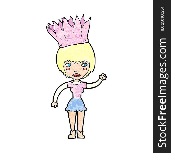 cartoon woman wearing paper crown