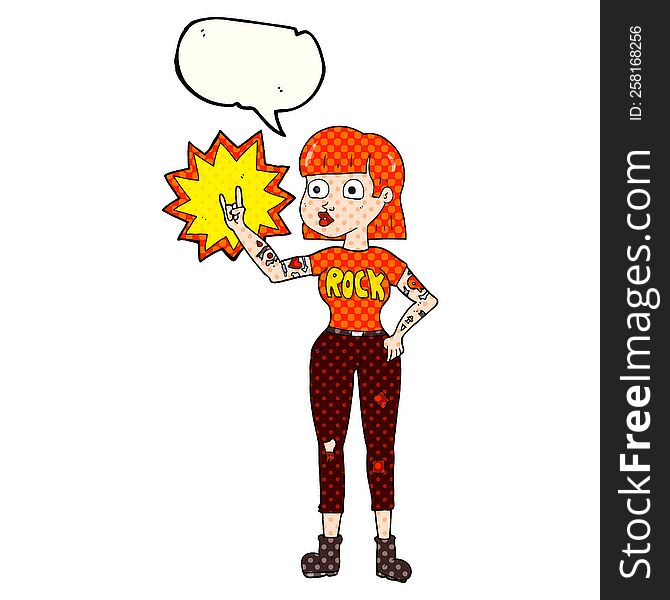 Comic Book Speech Bubble Cartoon Rock Girl