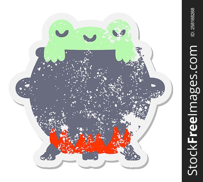 frog in a cauldron grunge sticker