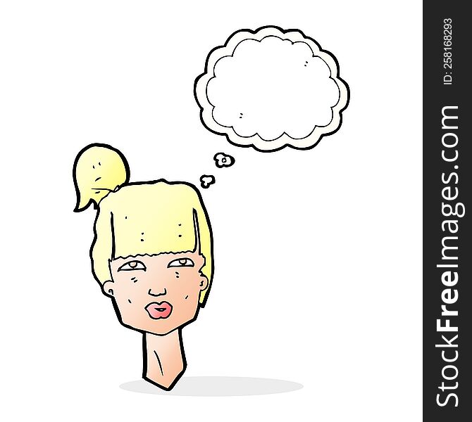 Cartoon Female Head With Thought Bubble
