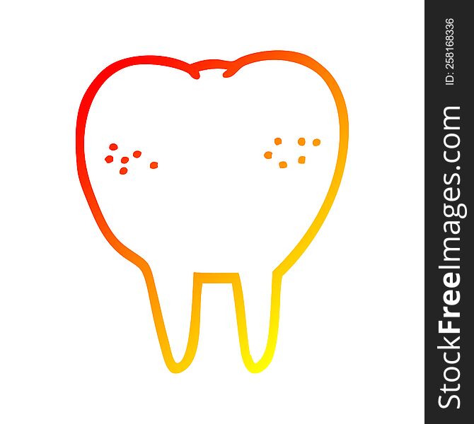 warm gradient line drawing of a cartoon tooth