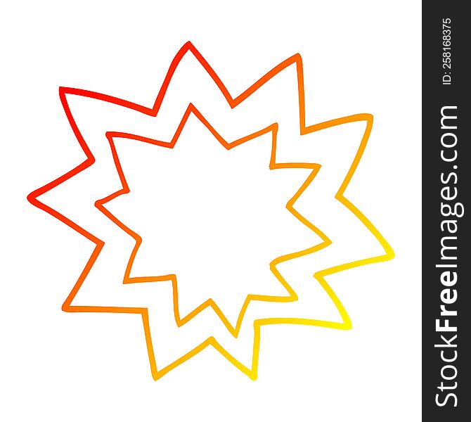 warm gradient line drawing of a cartoon explosion flame