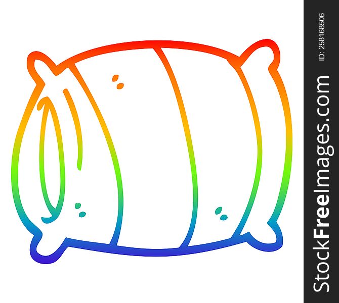 rainbow gradient line drawing of a cartoon pillow