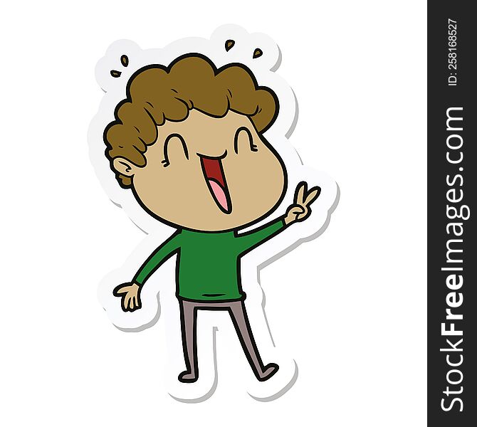 Sticker Of A Cartoon Happy Man Laughing