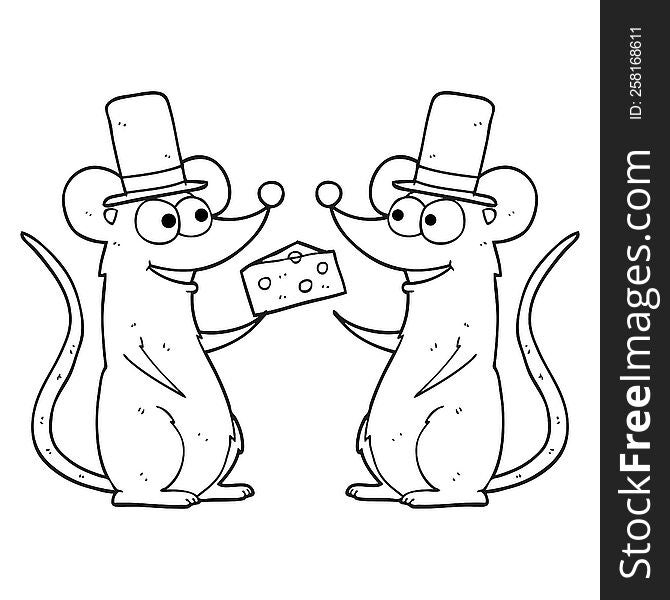 black and white cartoon mice with cheese