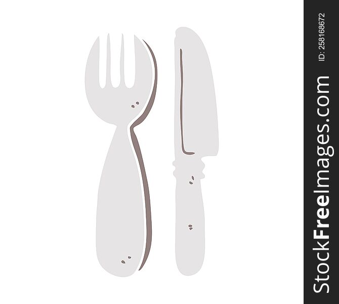 flat color style cartoon knife and fork