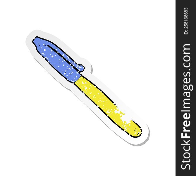 Retro Distressed Sticker Of A Cartoon Pen