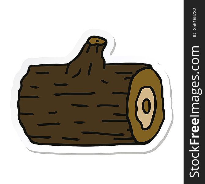 sticker of a quirky hand drawn cartoon wooden log