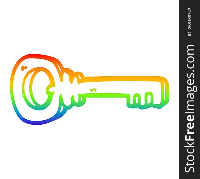 Rainbow Gradient Line Drawing Cartoon Metal Key