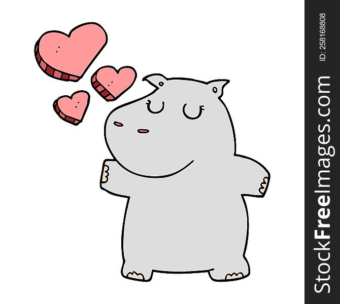 Cartoon Hippo In Love