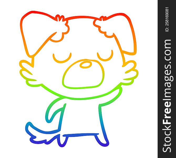 rainbow gradient line drawing of a cartoon dog