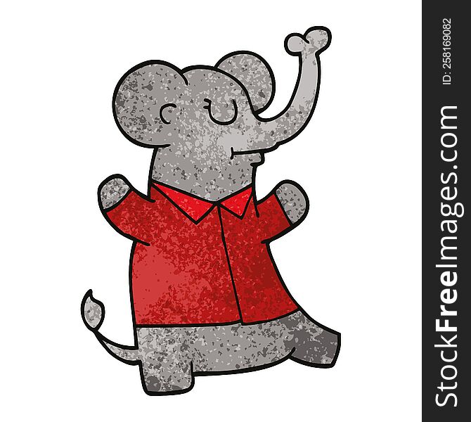 cartoon doodle elephant wearing shirt