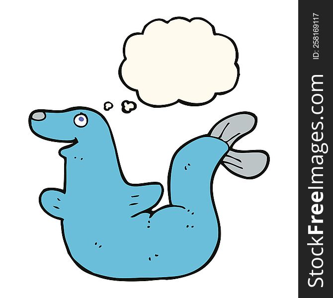cartoon seal with thought bubble