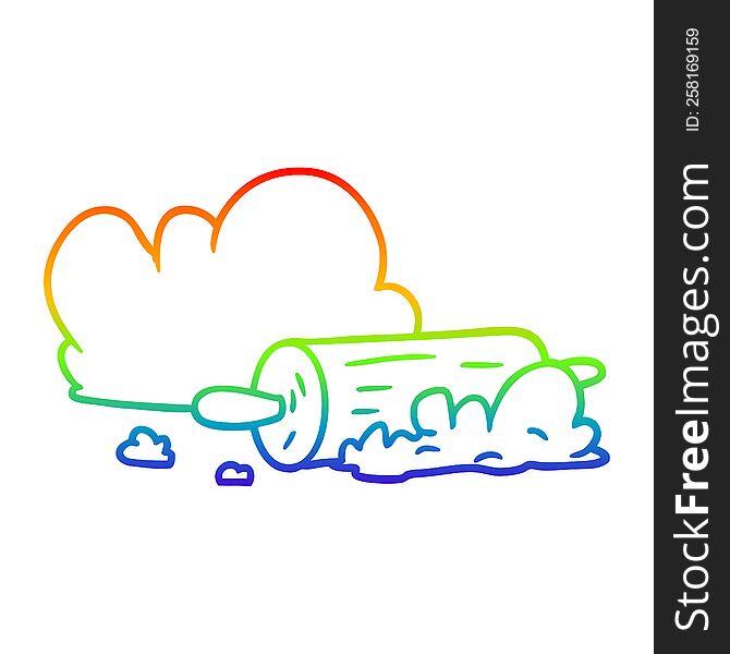 rainbow gradient line drawing of a cartoon rolling pin and dough