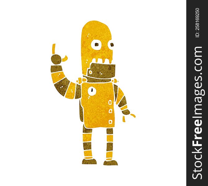Cartoon Waving Gold Robot