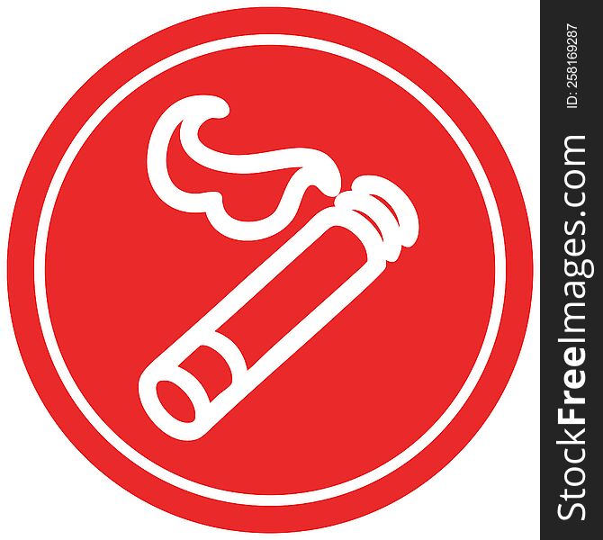 lit cigarette circular icon symbol