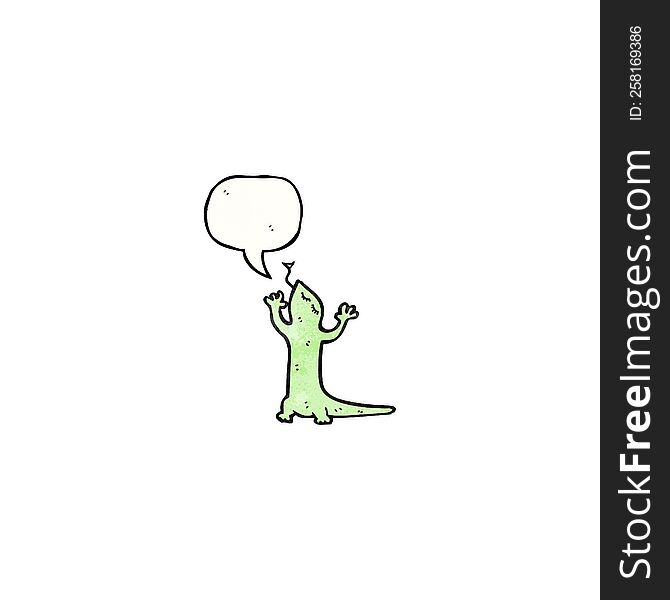 cartoon lizard with speech bubble