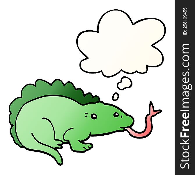 cartoon lizard with thought bubble in smooth gradient style