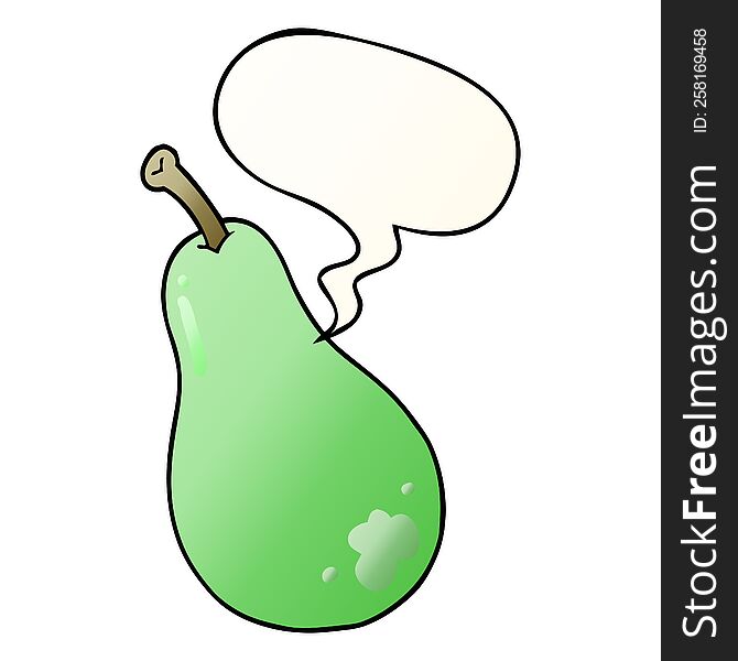 Cartoon Pear And Speech Bubble In Smooth Gradient Style