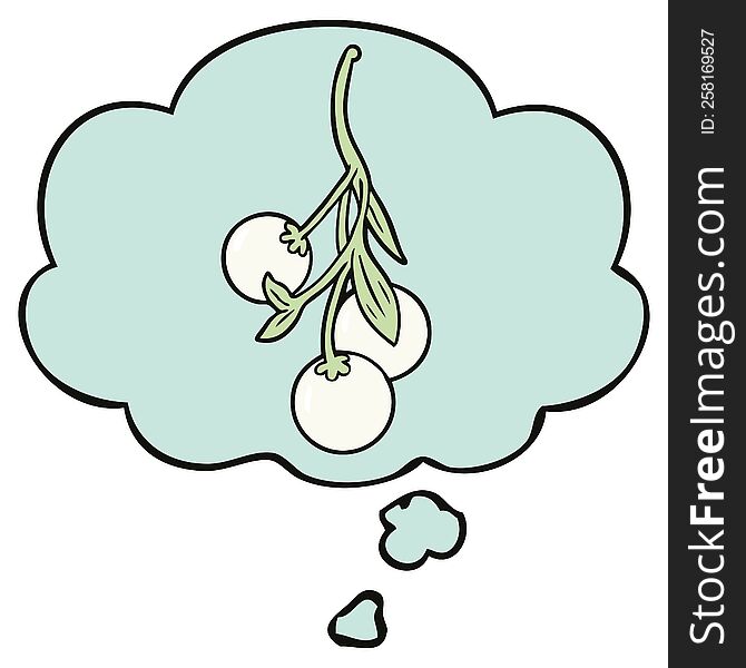 Cartoon Mistletoe And Thought Bubble