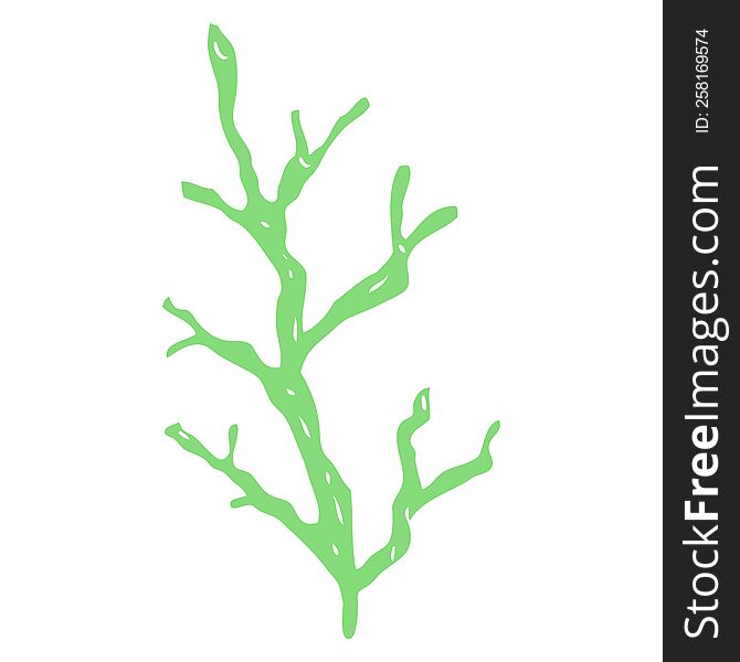 Flat Color Illustration Of A Cartoon Seaweed