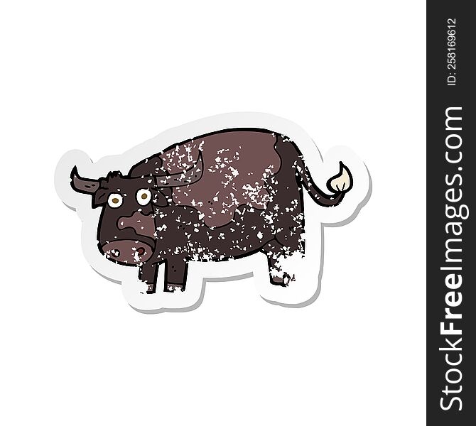 Retro Distressed Sticker Of A Cartoon Cow