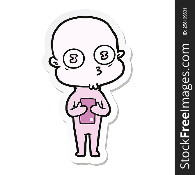 Sticker Of A Cartoon Weird Bald Spaceman