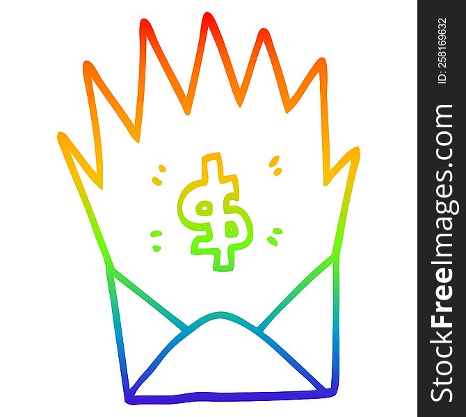 Rainbow Gradient Line Drawing Cartoon Unexpected Pay Check