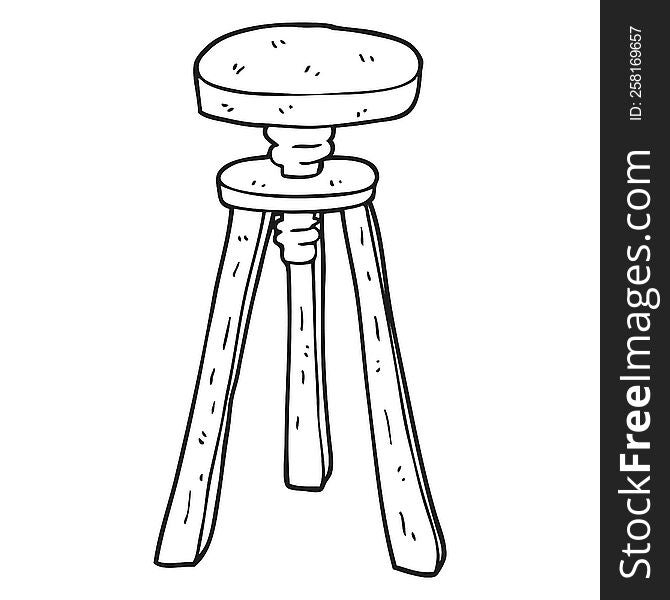 freehand drawn black and white cartoon artist stool