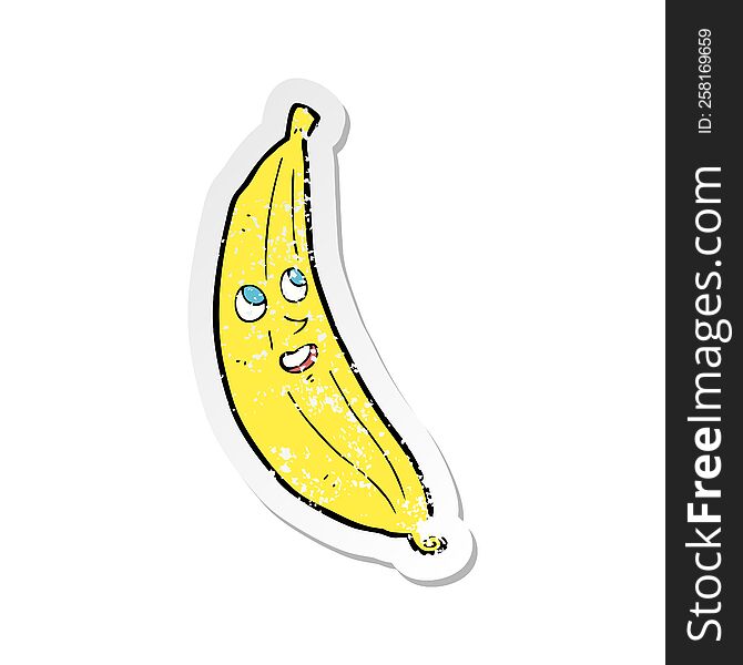 retro distressed sticker of a cartoon happy banana