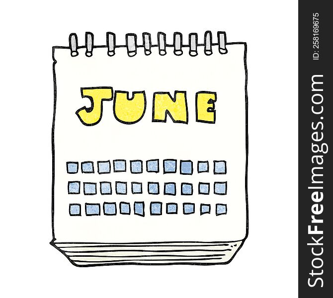freehand textured cartoon calendar showing month of