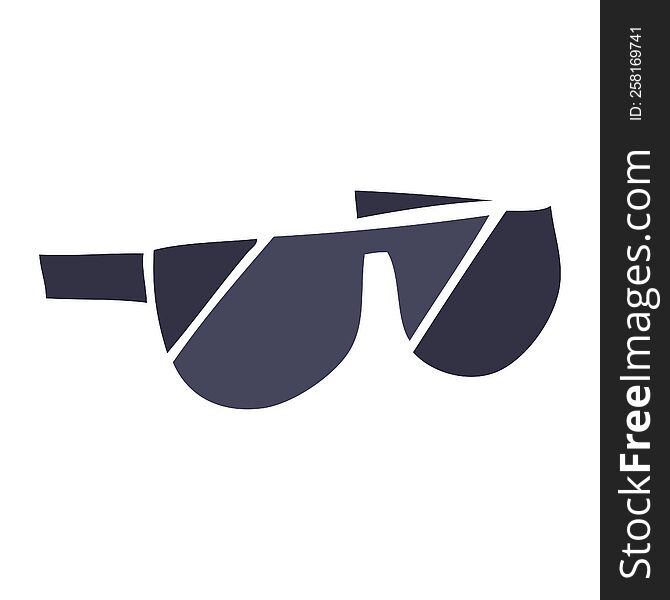 Flat Color Illustration Cartoon Sunglasses