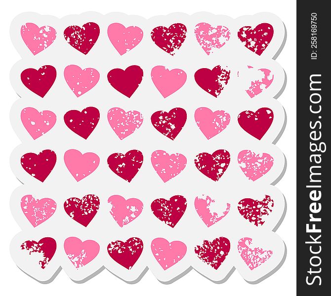 hearts repeat pattern grunge sticker