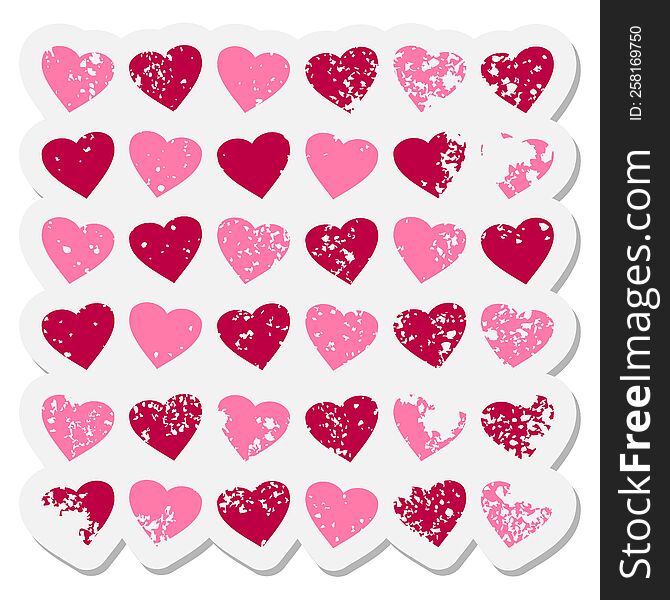 Hearts Repeat Pattern Grunge Sticker