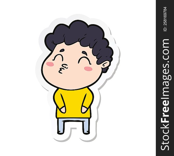 Sticker Of A Cartoon Man Pouting