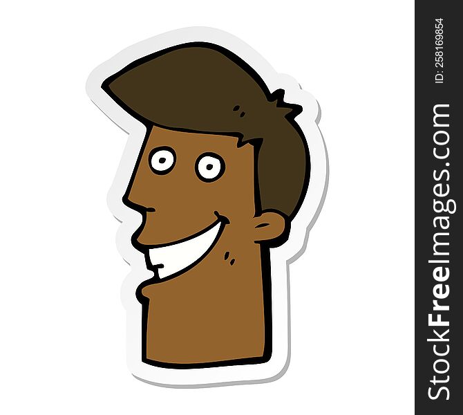 Sticker Of A Cartoon Grinning Man