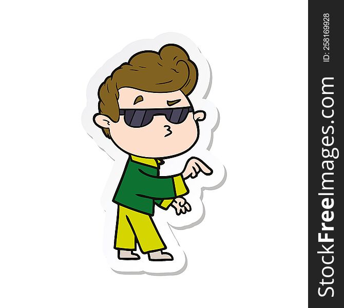 Sticker Of A Cartoon Cool Guy